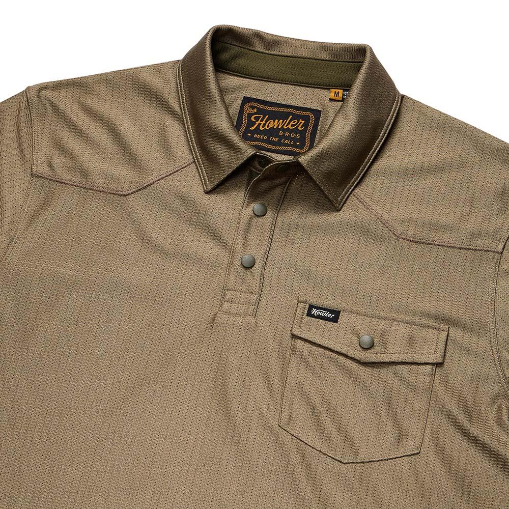 Howler Brothers Ranchero Tech Polo Shirt Men's in Faded Olive